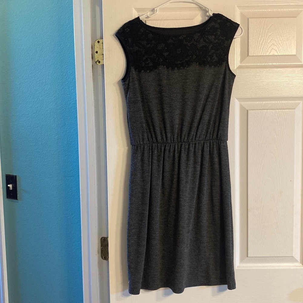 Gray and black lace Loft dress medium.